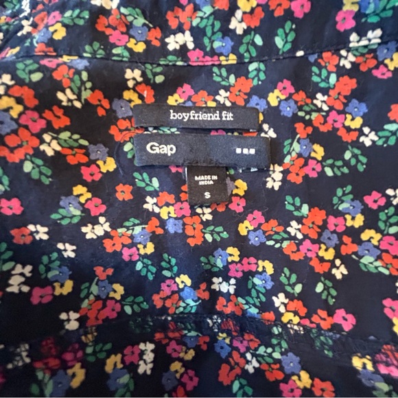 Retro Gap Floral Boyfriend Fit Button Down Women's Cotton Shirt Size S - Picture 2 of 7